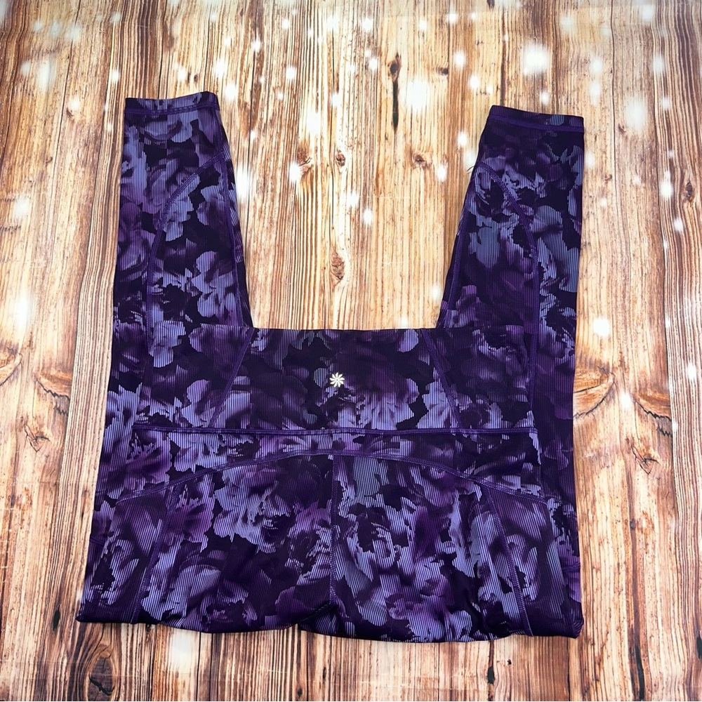 ATHLETA Rainier Printed Tight Legging Zip Pockets Purple Size: 1X Women’s